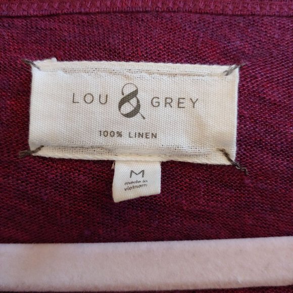 Lou & Grey womens 100% linen maroon short sleeve top Medium - Picture 10 of 10